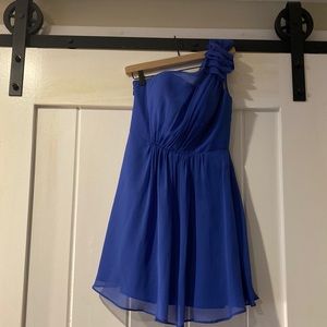 Azazie Sabrina royal blue short one shoulder dress size A4
